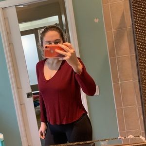 Burgundy long sleeve top